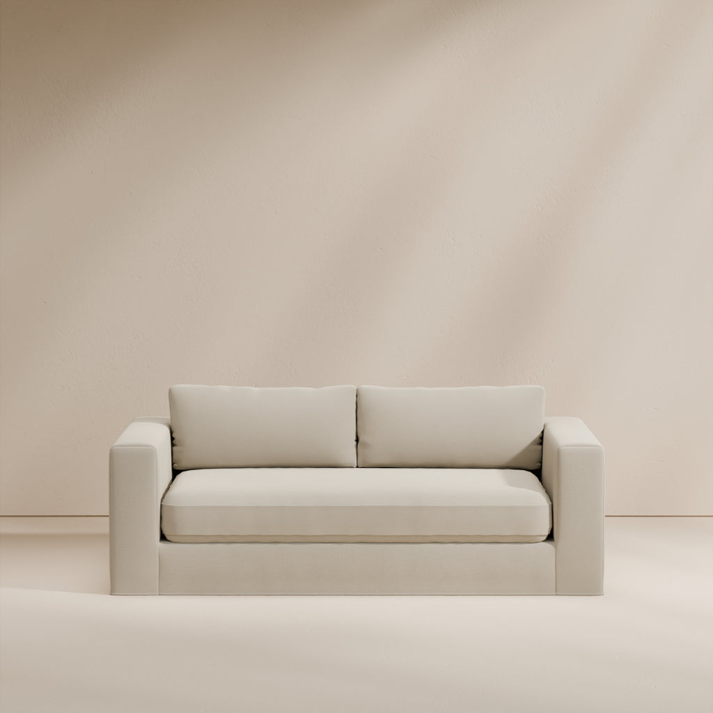 Image Canapé droit déhoussable velcro Bellechasse light 2 places • Profondeur 100 cm • Tissu chenillé • Beige • Très bon état