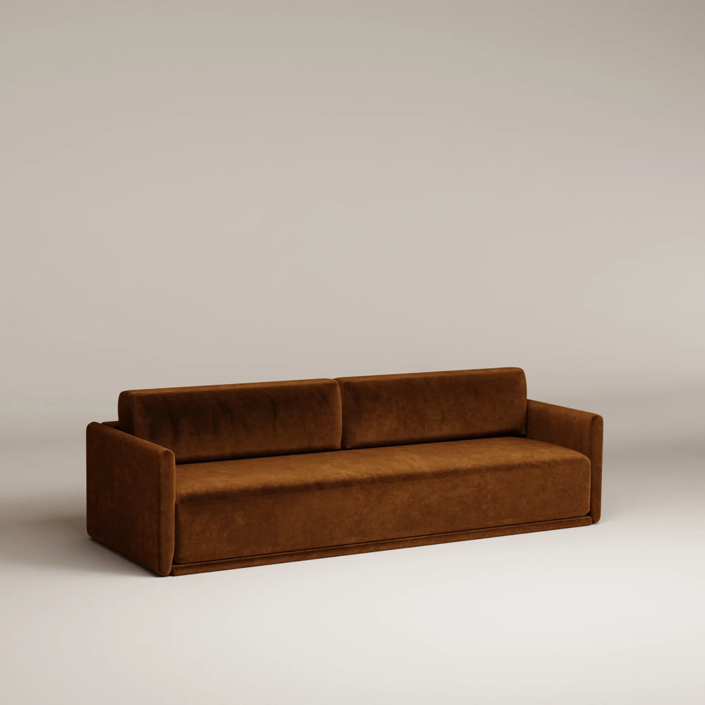 Image Canapé droit Bambi 4 places • 2 parties • Velours gratté • Cognac