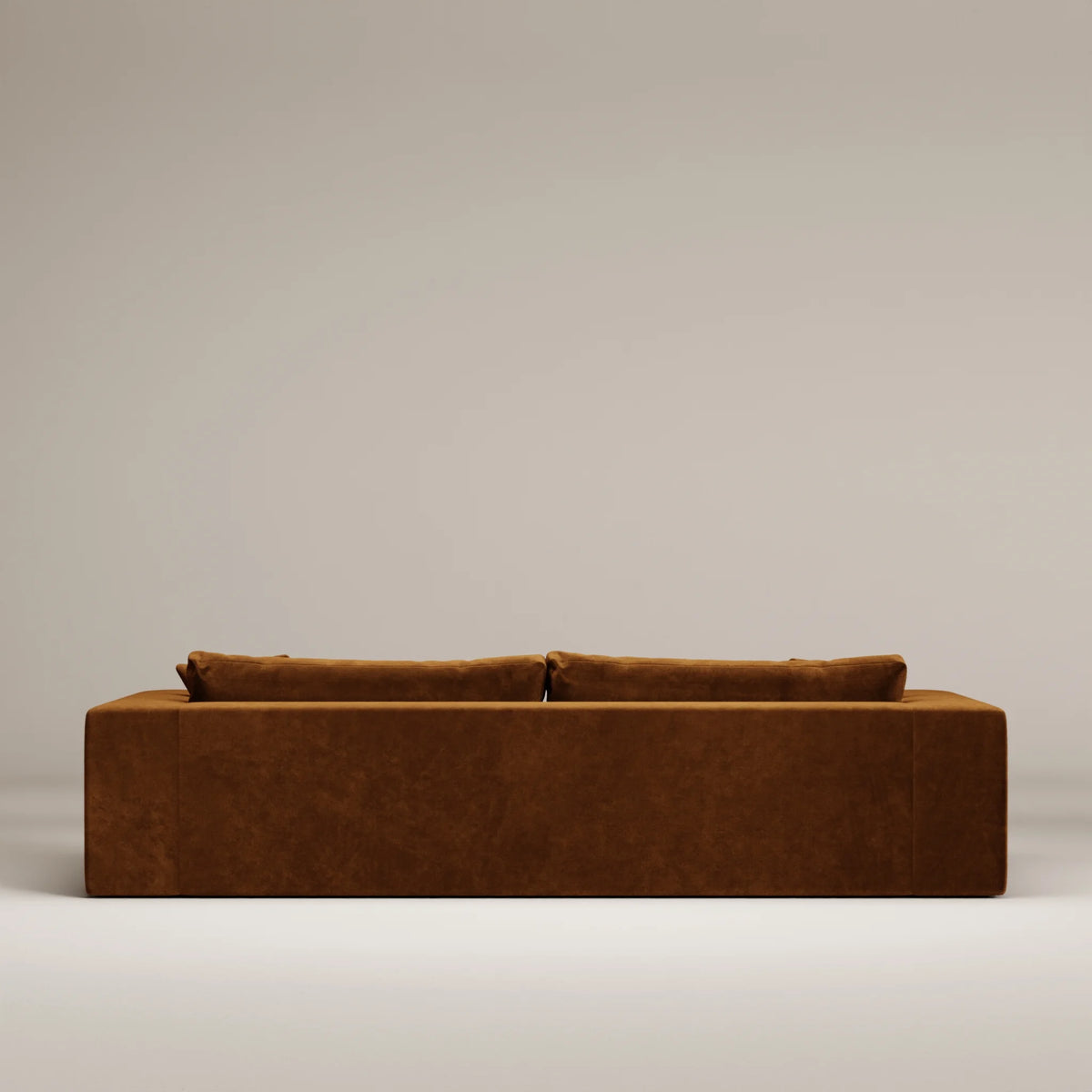 Canapé droit Bellechasse - 4 places - Profondeur 122 cm - Velours gratté - Cognac - Très bon état