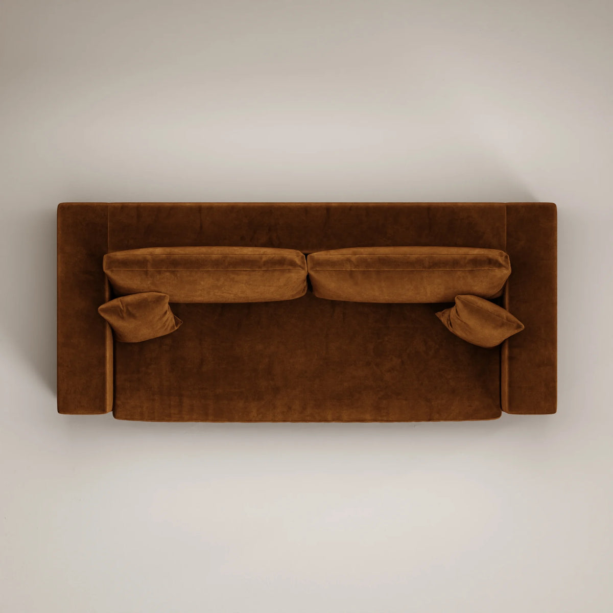 Canapé droit Bellechasse - 4 places - Profondeur 122 cm - Velours gratté - Cognac - Très bon état