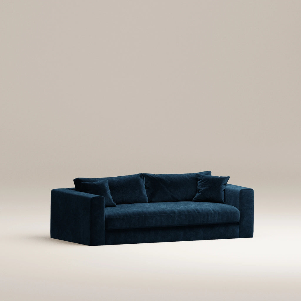 Image Canapé droit déhoussable Bellechasse light 2,5 places • Profondeur 100 cm • 2 parties • Velours brut • Darkblue