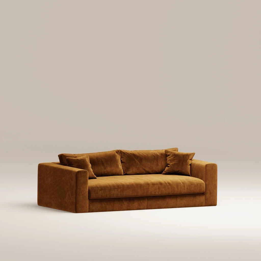 Image Canapé droit Bellechasse light 2,5 places • Profondeur 110 cm • 2 parties • Velours gratté • Cognac