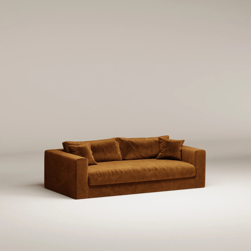 Image Canapé droit Bellechasse light 2,5 places • Profondeur 110 cm • Velours gratté • Cognac
