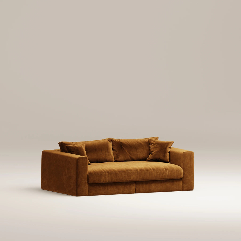 Image Canapé droit Bellechasse light 2 places • Profondeur 110 cm • 2 parties • Velours gratté • Cognac