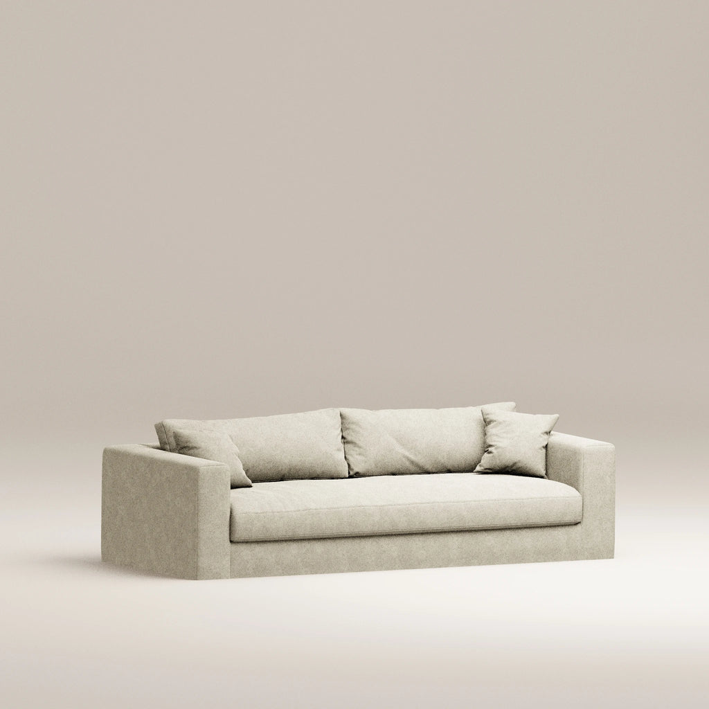 Image Removable straight sofa Bellechasse light 3 seats • 2 parts • Felted wool • Natural