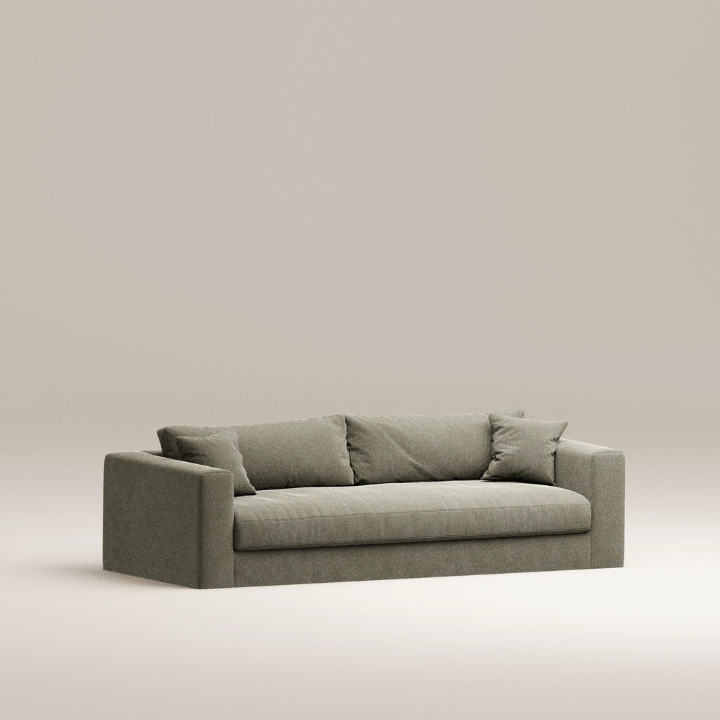 Image Canapé droit déhoussable Bellechasse light 3 places • Profondeur 100 cm • 2 parties • Velours strié • Earth
