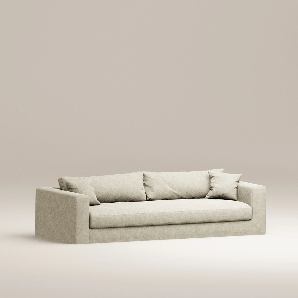 Image Removable straight sofa Bellechasse light 4 seats • Felted wool • Natural