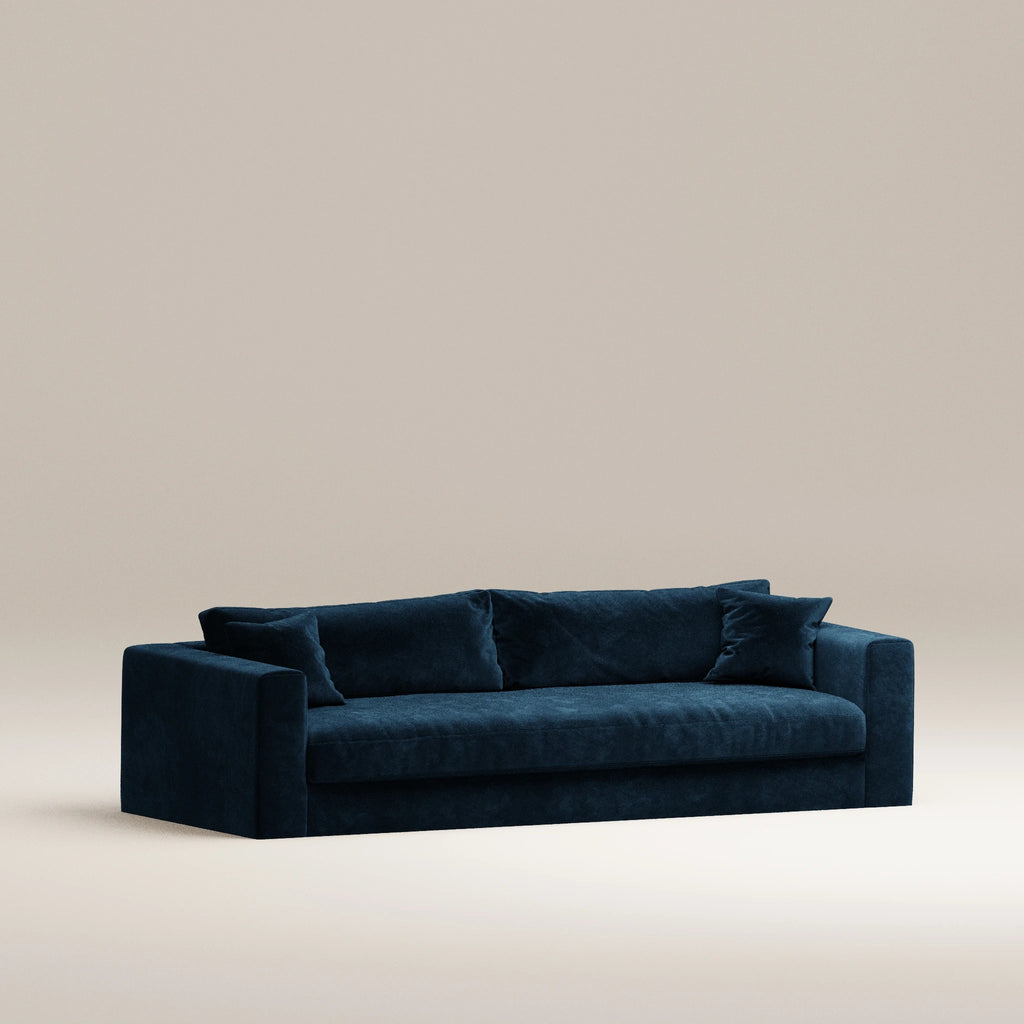 Image Canapé droit déhoussable Bellechasse light 4 places • Profondeur 100 cm • 2 parties • Velours brut • Darkblue
