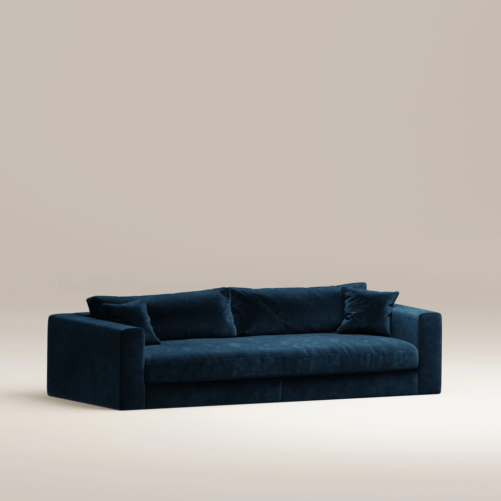 Image Canapé droit Bellechasse light 4 places • Profondeur 110 cm • 2 parties • Velours brut • Darkblue