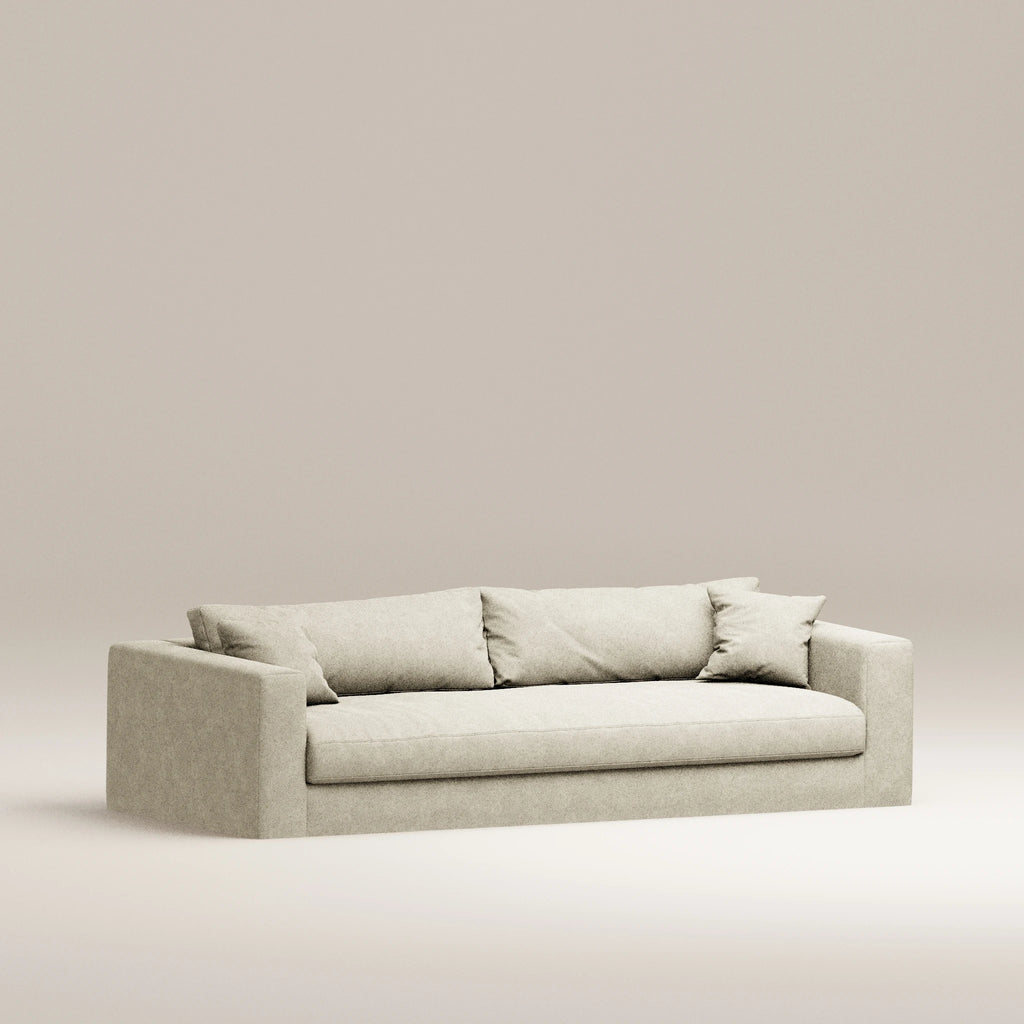 Image Removable straight sofa Bellechasse light 4 seats • 2 parts • Felted wool • Natural