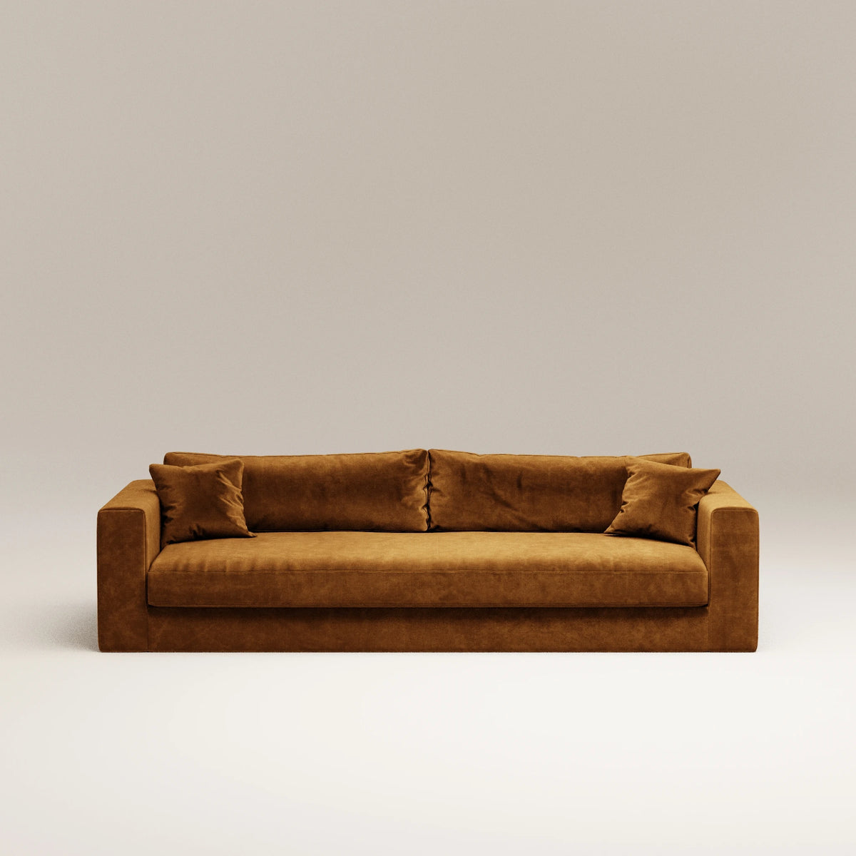 Canapé droit Bellechasse light - 4 places - Profondeur 110 cm - Velours gratté - Cognac - Bon état