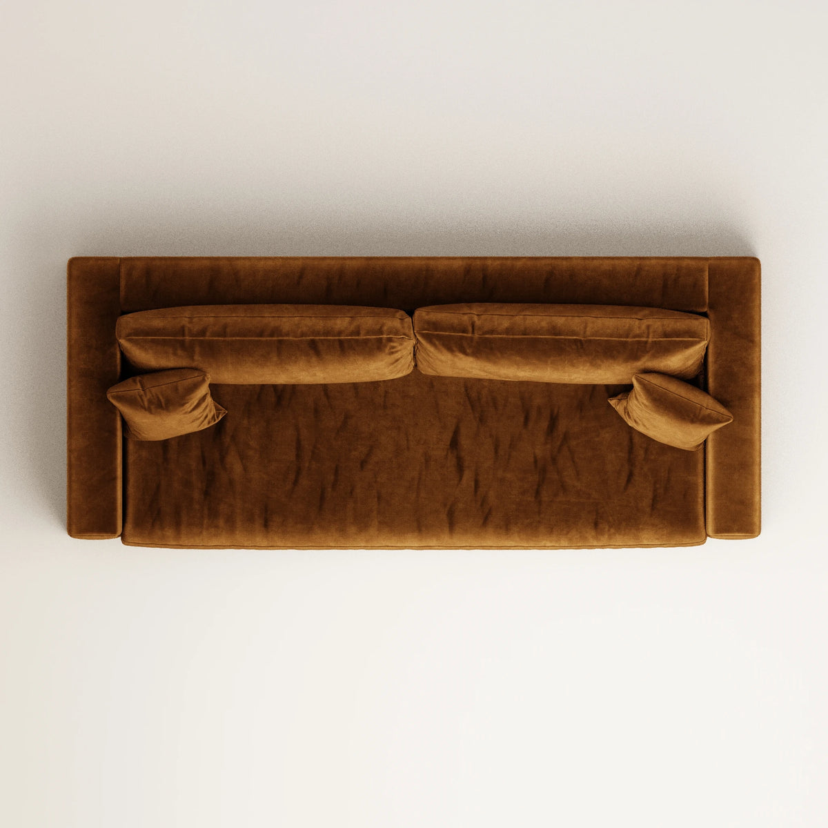Canapé droit Bellechasse light - 4 places - Profondeur 110 cm - Velours gratté - Cognac - Bon état