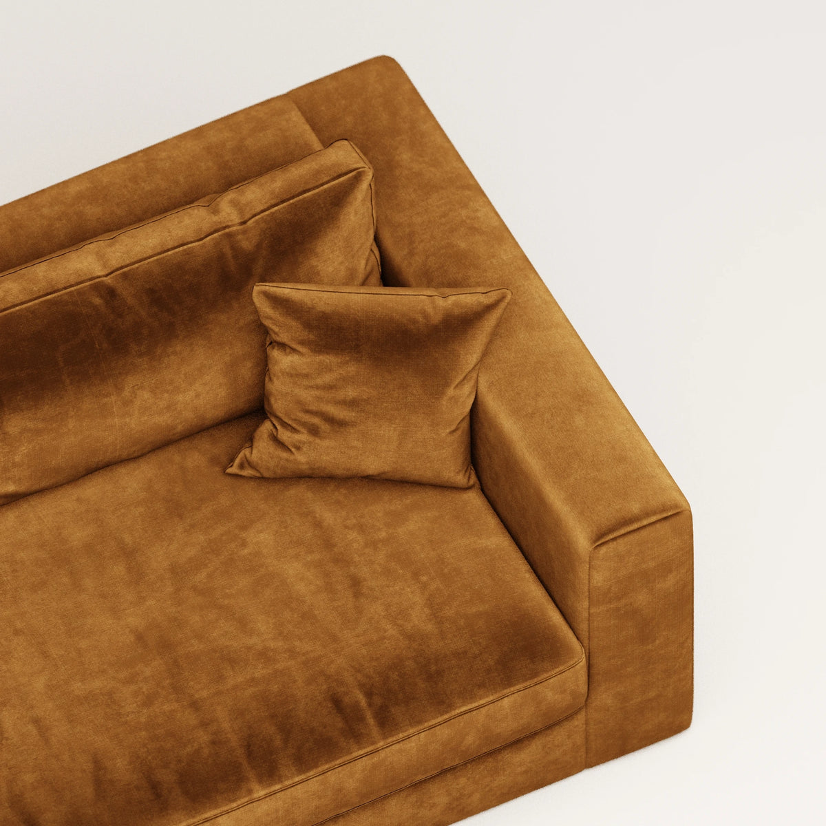 Canapé droit Bellechasse light - 4 places - Profondeur 110 cm - Velours gratté - Cognac - Bon état