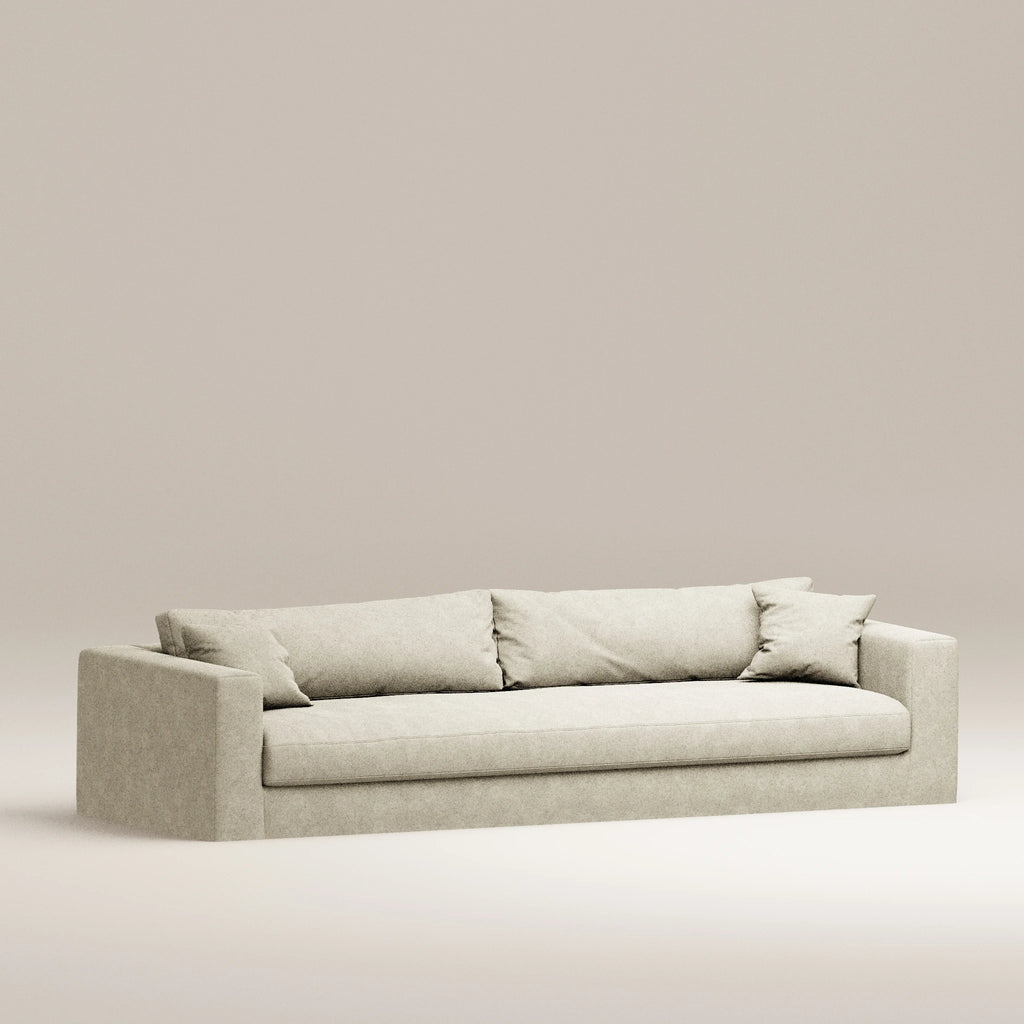 Image Removable straight sofa Bellechasse light 5 seats • 2 parts • Felted wool • Natural