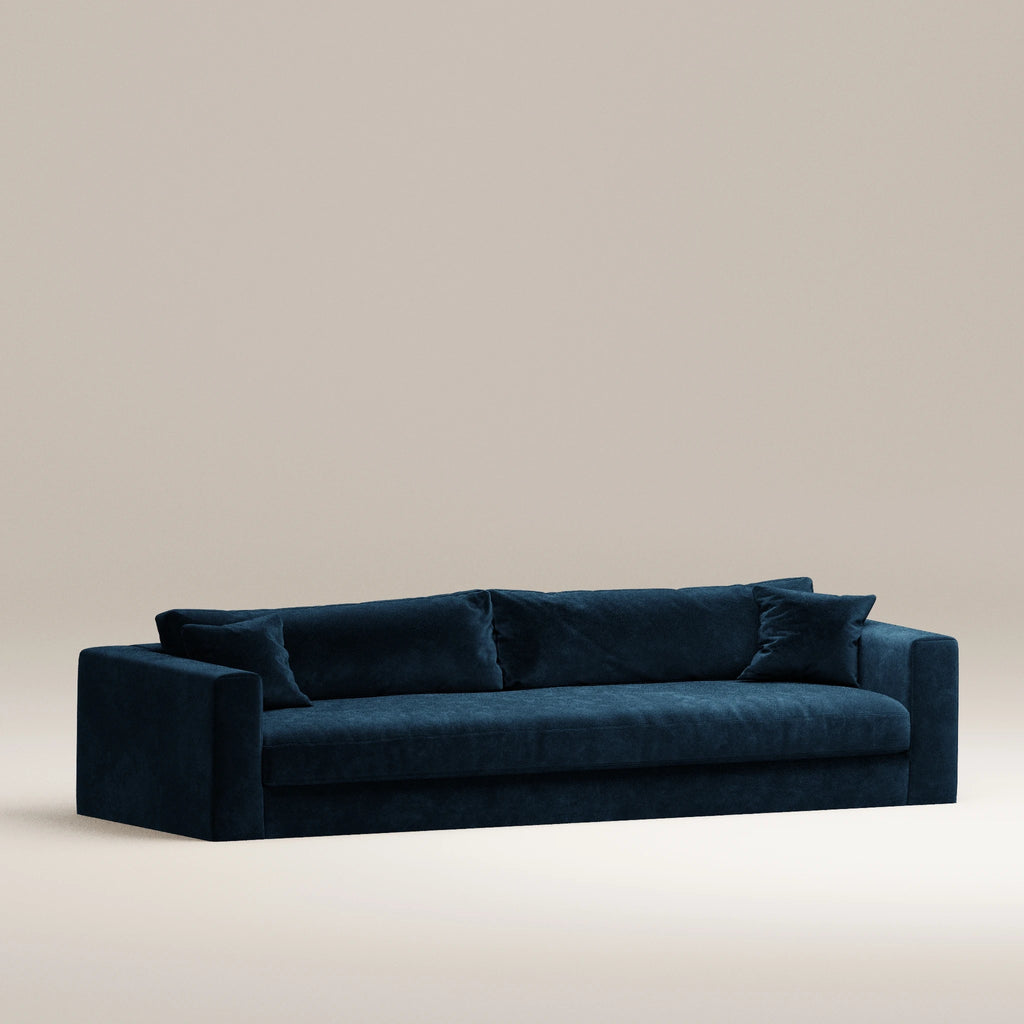 Image Canapé droit déhoussable Bellechasse light 5 places • Profondeur 100 cm • 2 parties • Velours brut • Darkblue