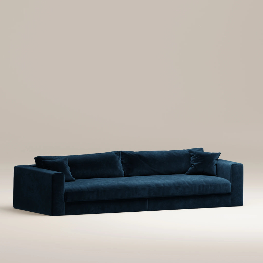 Image Canapé droit Bellechasse light 5 places • Profondeur 110 cm • 2 parties • Velours brut • Darkblue