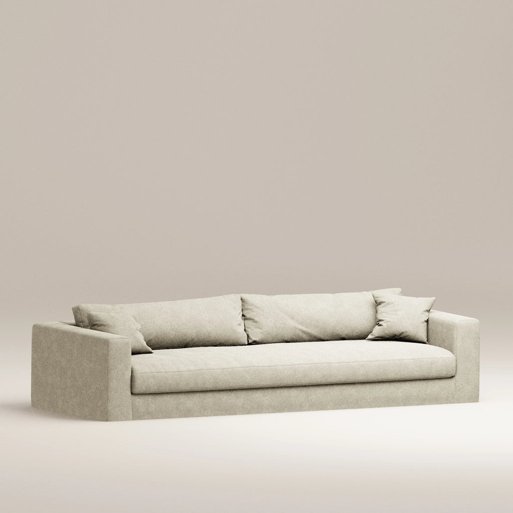 Image Removable straight sofa Bellechasse light 5 seats • 2 parts • Felted wool • Natural