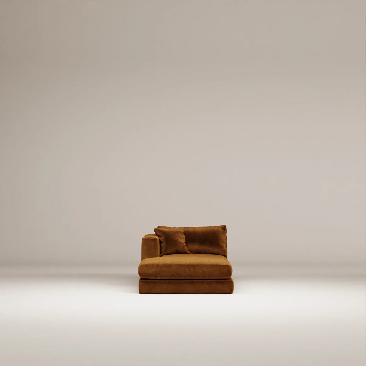 Méridienne Bellechasse light (160 x 104 cm) - Velours gratté - Cognac - Gauche face canapé - Neuve