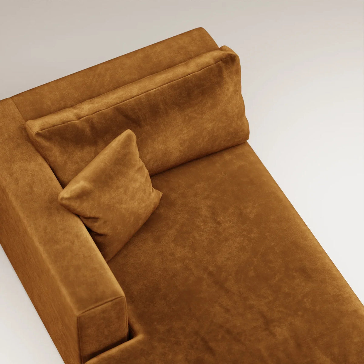 Méridienne Bellechasse light (160 x 104 cm) - Velours gratté - Cognac - Gauche face canapé - Neuve