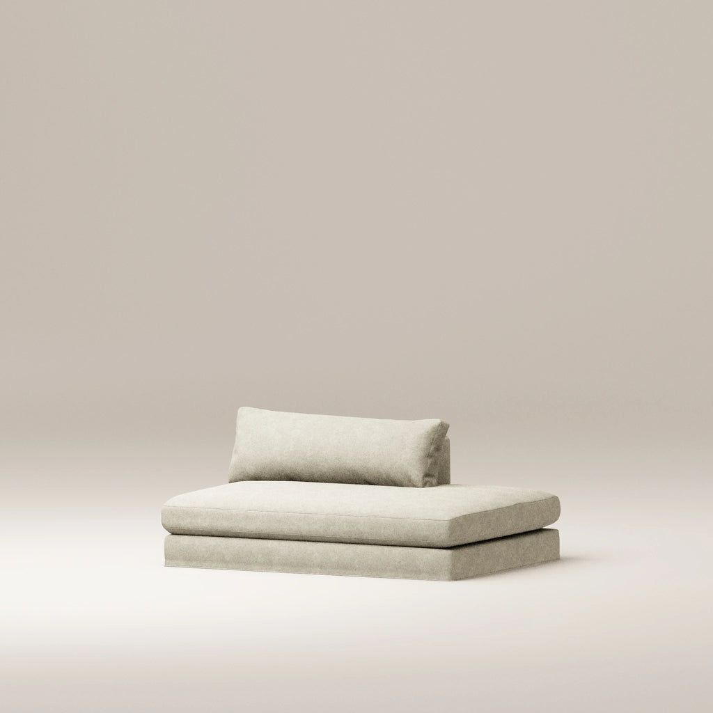 Image Removable ottoman Bellechasse light RIGHT • Felted wool • Natural