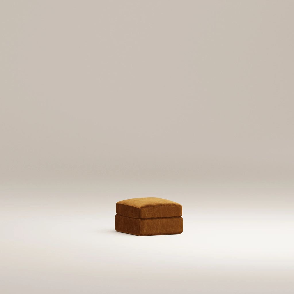 Image Pouf Bellechasse light Carré XS • Velours gratté • Cognac