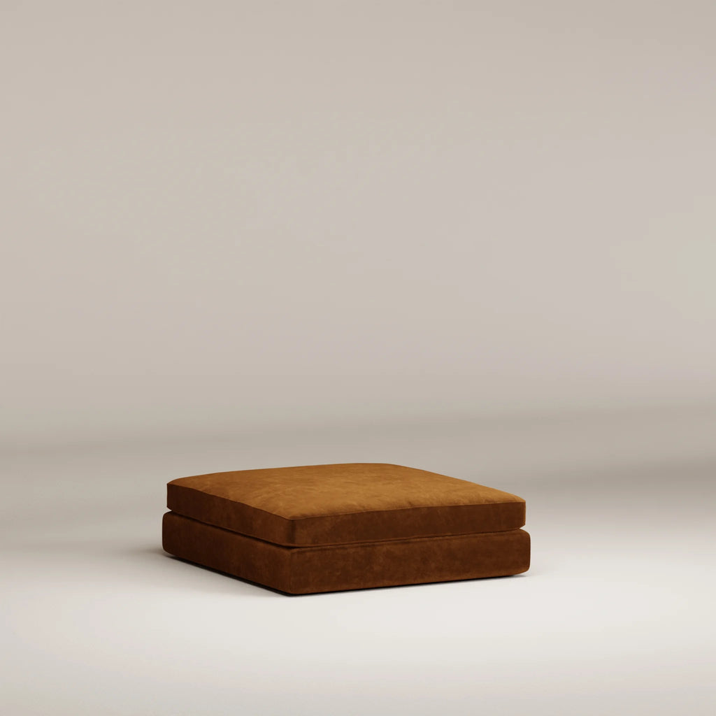 Image Pouf carré Bellechasse Velours gratté • Cognac • Très bon état