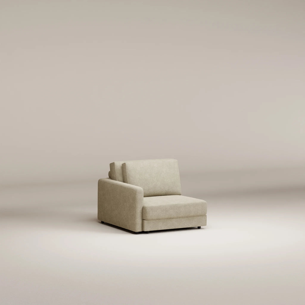 Image Module Galliera 1 place • LEFT • Accoudoir Thin (14 cm) • Felted wool • Natural