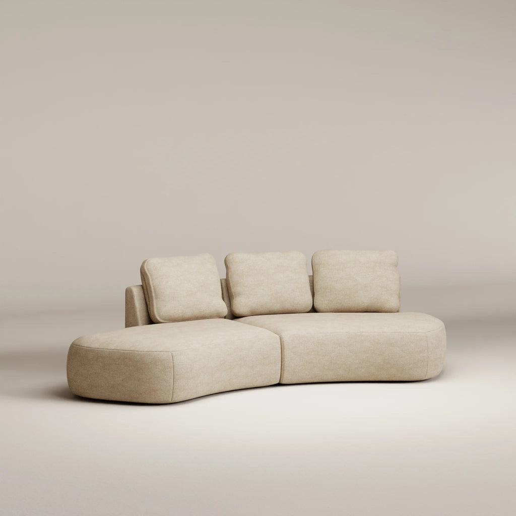 Image Ensemble Moncey Arrondi 3 places gauche • Tissu chenillé • Natural