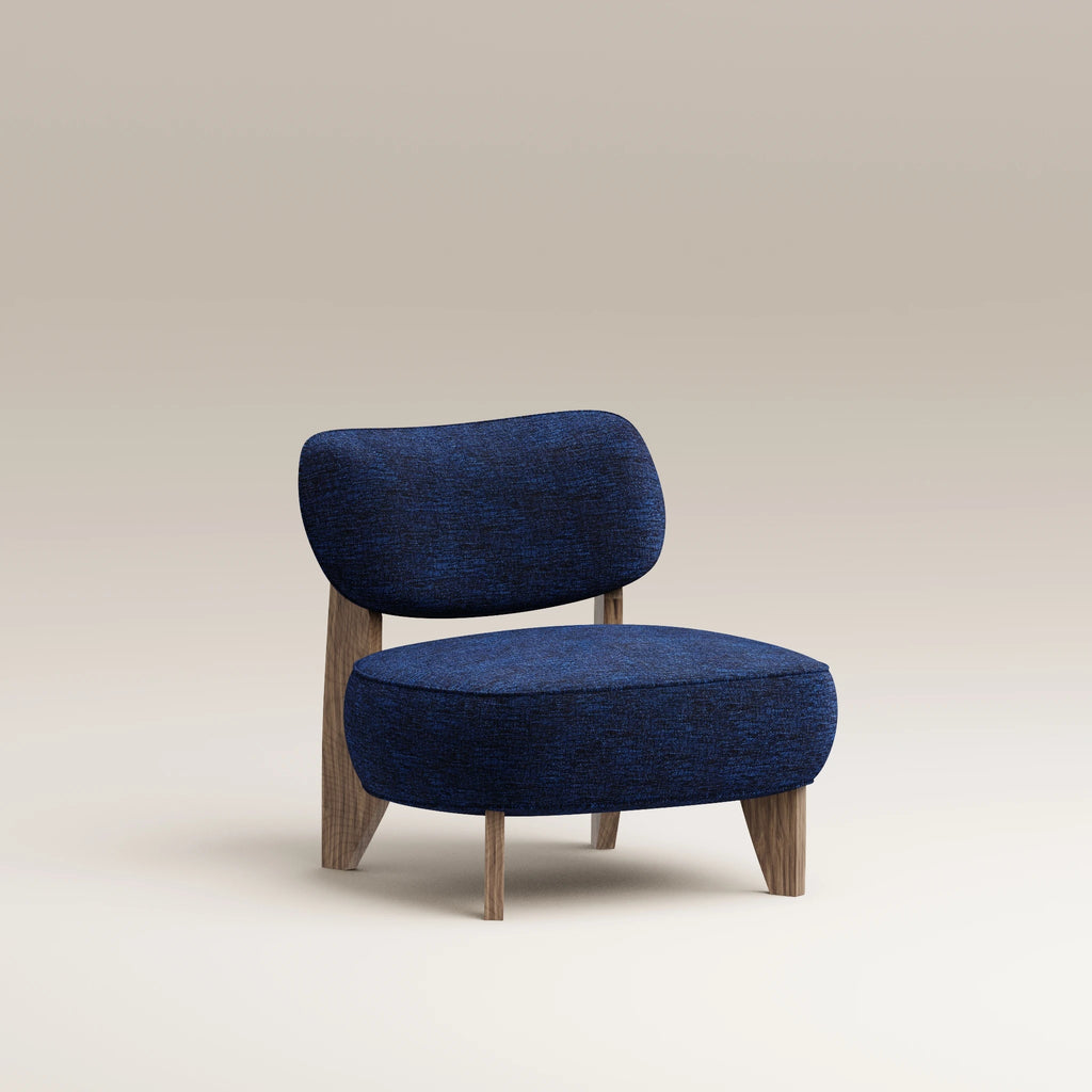 Image Fauteuil Nicolo Chêne fumé • Velours chenillé • Cobalt