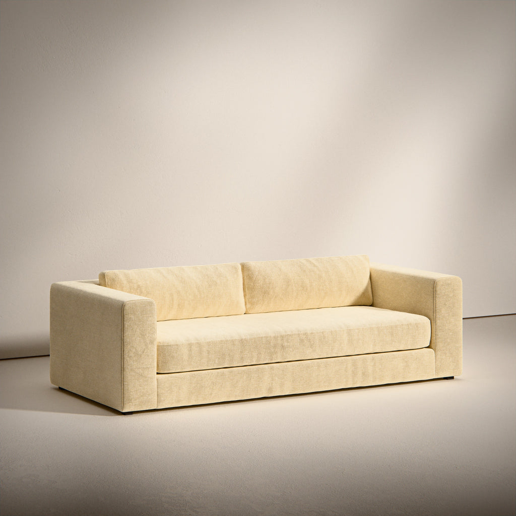 Image Canapé droit Bellechasse light 2 places • Profondeur 100 cm • Velours strié • Sesame • Bon état